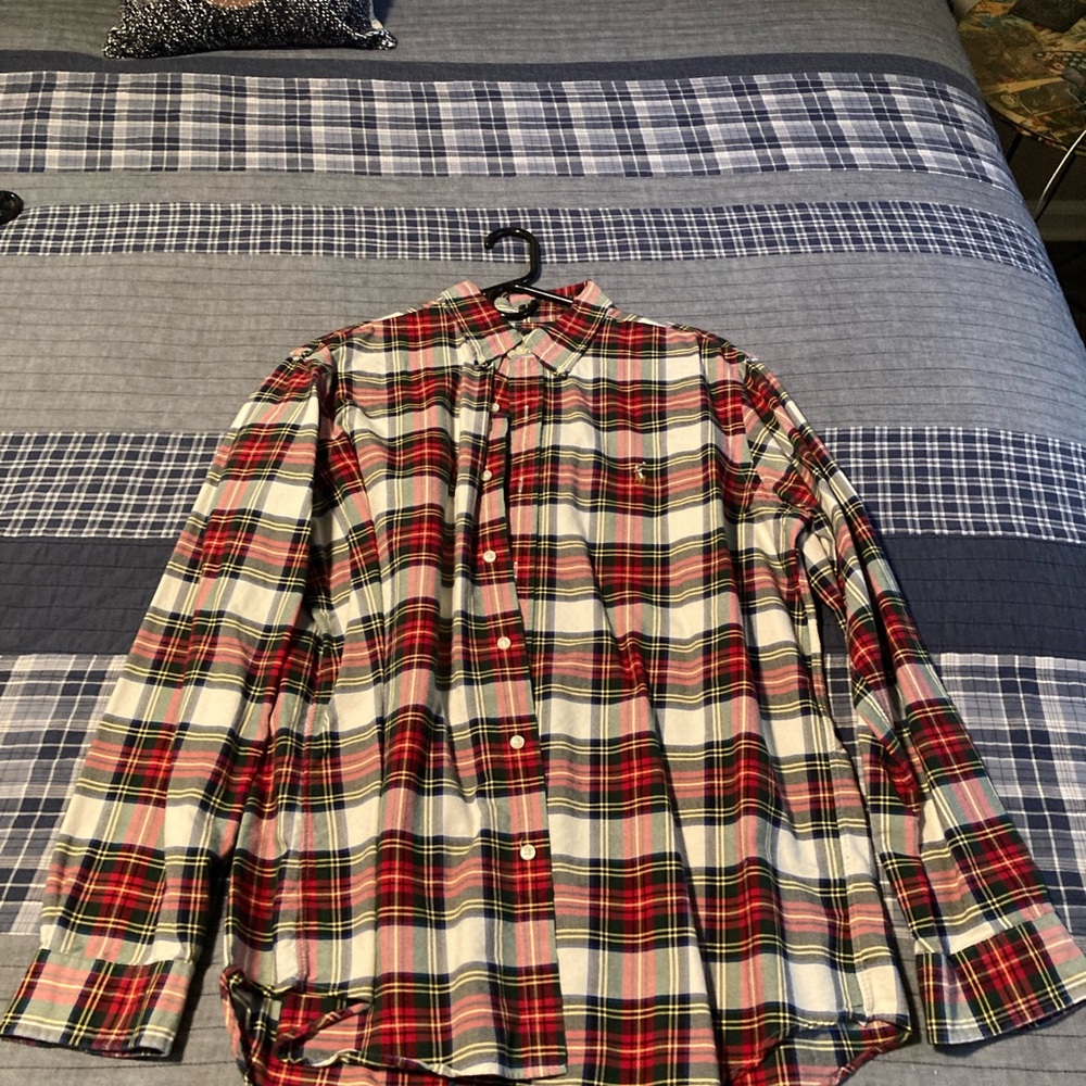 Ralph Lauren Red and White Casual Button Down Shirt